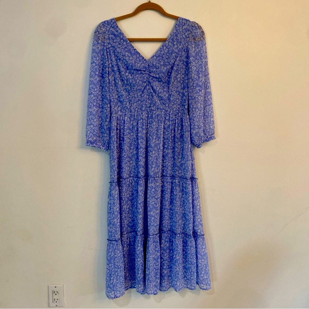Sincerely Jules - Light Blue Maxi Floral Dress in Medium 3/4 sleeve